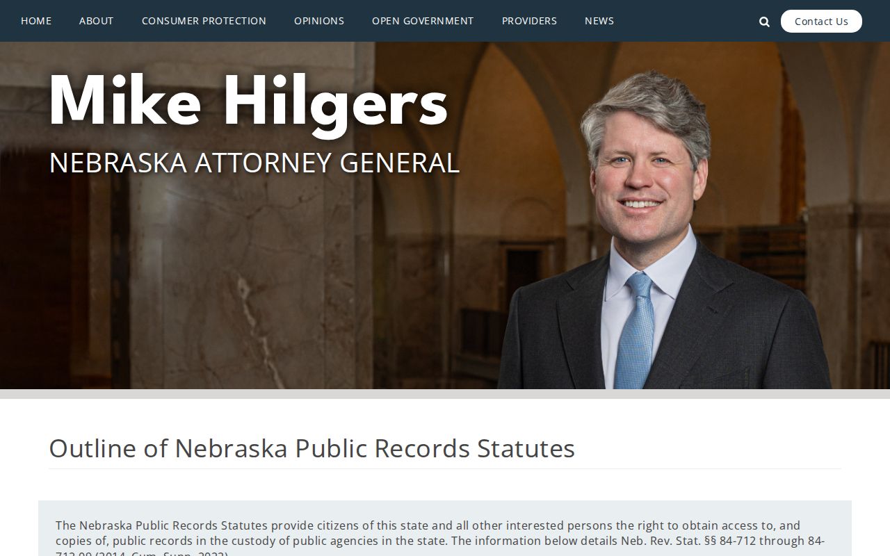 Nebraska public-records guidance for Saline County booking record requests