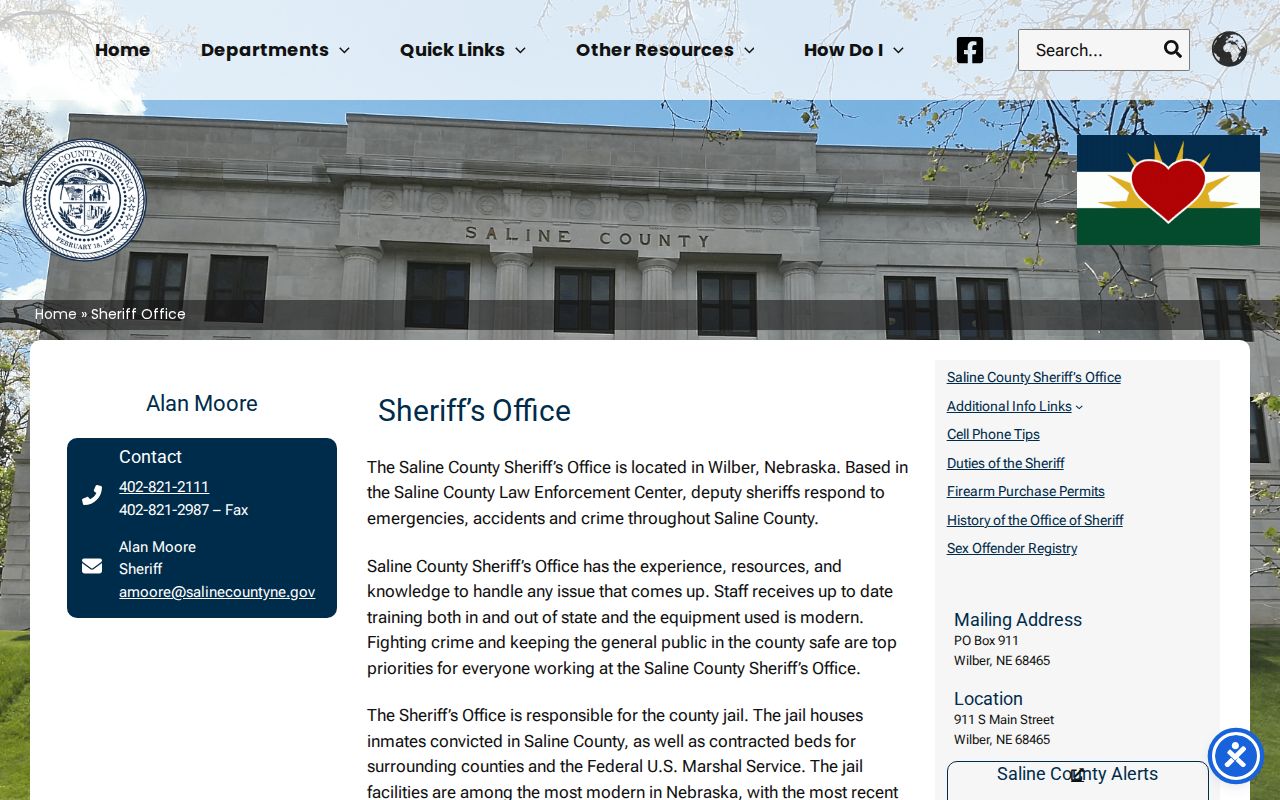 Saline County Sheriff record source showing no public wanted-list display